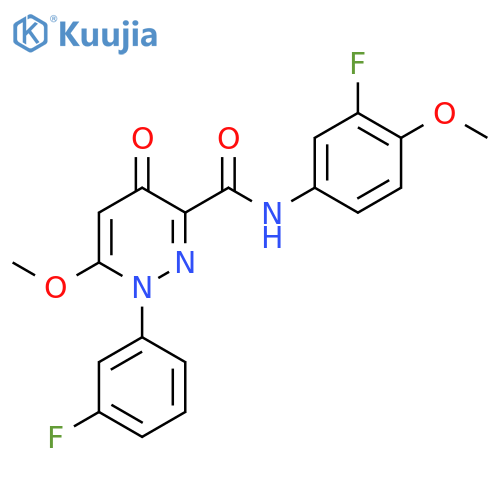 N-(3-fluoro-4-methoxyphenyl)-1-(3-fluorophenyl)-6-methoxy-4-oxo-1,4-dihydropyridazine-3-carboxamide structure