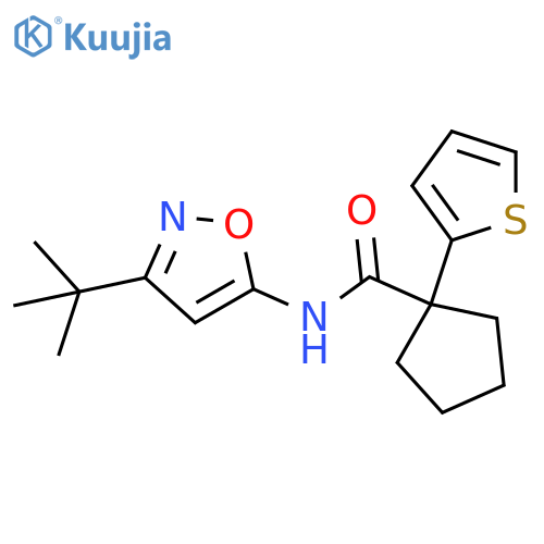 N-(3-tert-butyl-1,2-oxazol-5-yl)-1-(thiophen-2-yl)cyclopentane-1-carboxamide structure