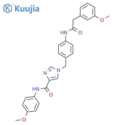 N-(4-methoxyphenyl)-1-({4-2-(3-methoxyphenyl)acetamidophenyl}methyl)-1H-imidazole-4-carboxamide structure