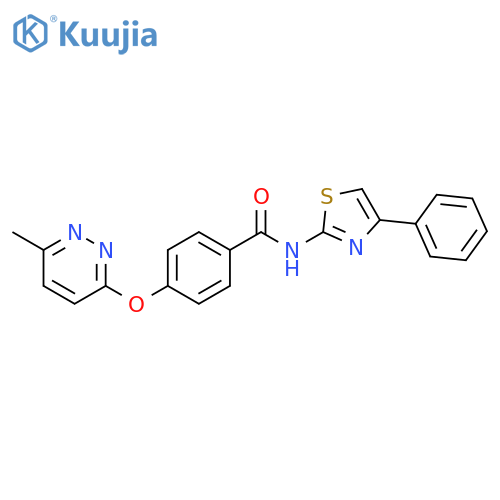 4-(6-methylpyridazin-3-yl)oxy-N-(4-phenyl-1,3-thiazol-2-yl)benzamide structure