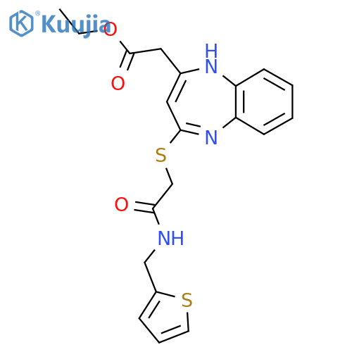 ethyl 2-{4-({(thiophen-2-yl)methylcarbamoyl}methyl)sulfanyl-1H-1,5-benzodiazepin-2-yl}acetate structure
