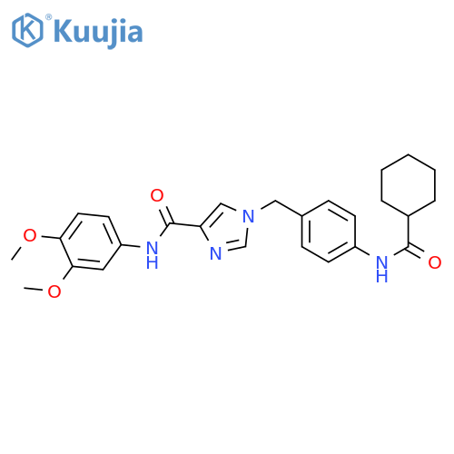 1-(4-cyclohexaneamidophenyl)methyl-N-(3,4-dimethoxyphenyl)-1H-imidazole-4-carboxamide structure