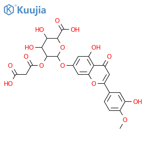 3',5,7-Trihydroxy-4'-methoxyflavone; 7-O-(2-O-Malonyl-β-D-glucuronopyranoside) structure