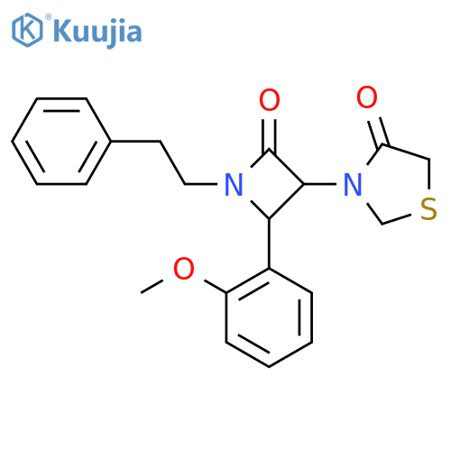 3-[2-(2-Methoxyphenyl)-4-oxo-1-(2-phenylethyl)azetidin-3-yl]-1,3-thiazolidin-4-one structure