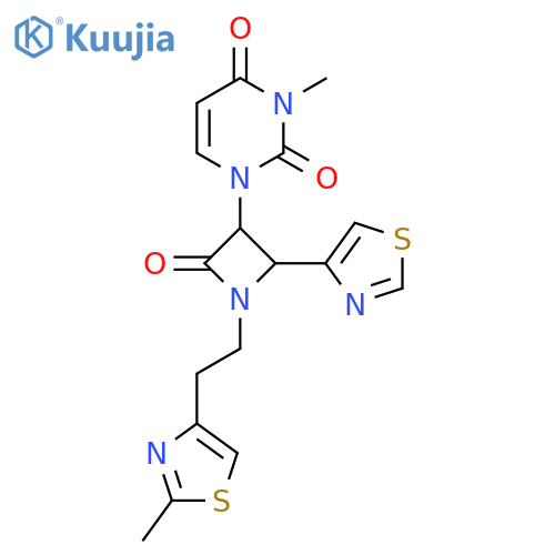 3-Methyl-1-{1-[2-(2-methyl-1,3-thiazol-4-yl)ethyl]-2-oxo-4-(1,3-thiazol-4-yl)azetidin-3-yl}-1,2,3,4-tetrahydropyrimidine-2,4-dione structure