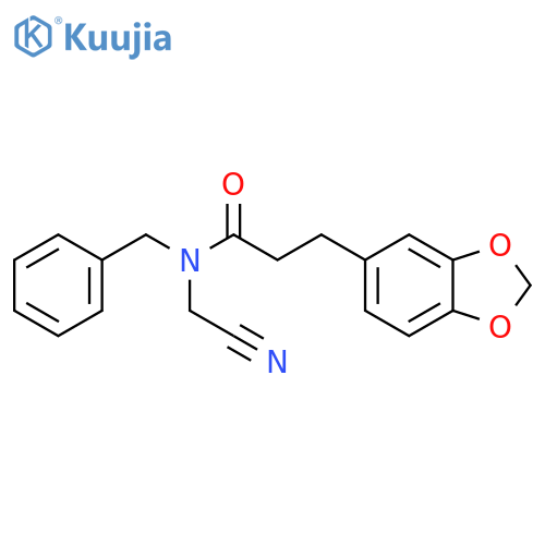 3-(1,3-dioxaindan-5-yl)-N-benzyl-N-(cyanomethyl)propanamide structure