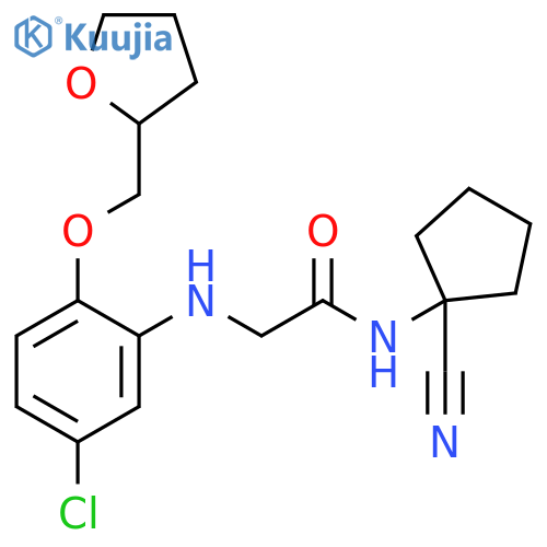 Acetamide, 2-[[5-chloro-2-[(tetrahydro-2-furanyl)methoxy]phenyl]amino]-N-(1-cyanocyclopentyl)- structure