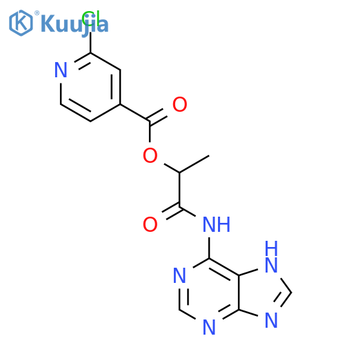 1-[(9H-purin-6-yl)carbamoyl]ethyl 2-chloropyridine-4-carboxylate structure