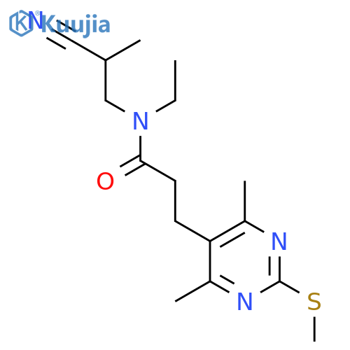 N-(2-cyano-2-methylethyl)-3-[4,6-dimethyl-2-(methylsulfanyl)pyrimidin-5-yl]-N-ethylpropanamide structure