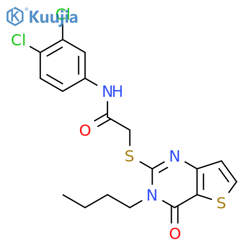 2-({3-butyl-4-oxo-3H,4H-thieno[3,2-d]pyrimidin-2-yl}sulfanyl)-N-(3,4-dichlorophenyl)acetamide structure