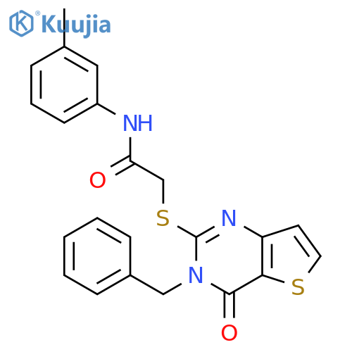 2-({3-benzyl-4-oxo-3H,4H-thieno[3,2-d]pyrimidin-2-yl}sulfanyl)-N-(3-methylphenyl)acetamide structure