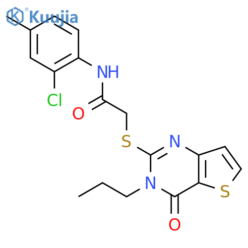 N-(2-chloro-4-methylphenyl)-2-({4-oxo-3-propyl-3H,4H-thieno[3,2-d]pyrimidin-2-yl}sulfanyl)acetamide structure