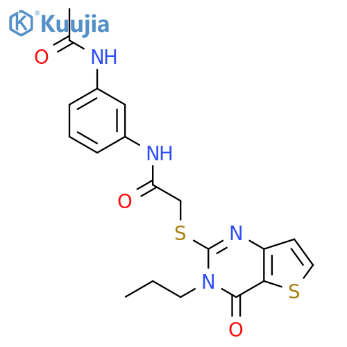 N-(3-acetamidophenyl)-2-({4-oxo-3-propyl-3H,4H-thieno[3,2-d]pyrimidin-2-yl}sulfanyl)acetamide structure