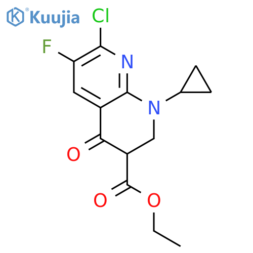 Ethyl 7-chloro-1-cyclopropyl-6-fluoro-4-oxo-1,2,3,4-tetrahydro-1,8-naphthyridine-3-carboxylate structure