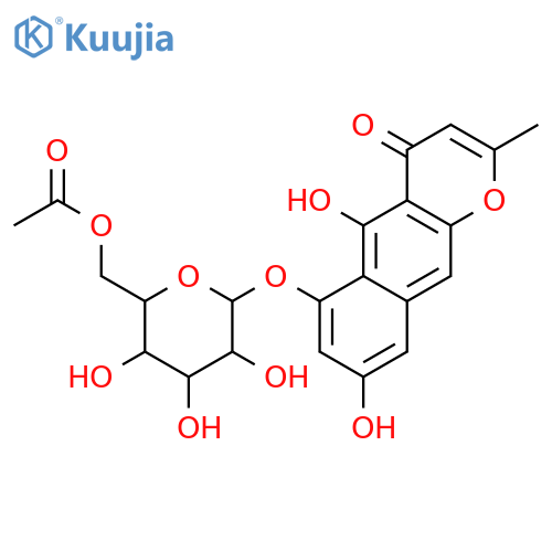 5,6,8-Trihydroxy-2-methyl-4H-naphtho[2,3-b]pyran-4-one; 6-O-(6-O-Acetyl-β-D-glucopyranoside) structure