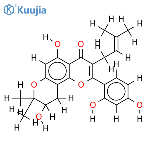 2',4',5-trihydroxy-3-(3''-methyl-2''-butenyl)-(8'',8''-dimethyl-7''-hydroxypyran)-(12'',13'';7,8)-flavone structure