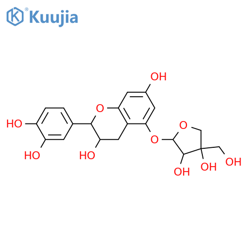 D-Apio-β-D-furanoside, (2R,3S)-2-(3,4-dihydroxyphenyl)-3,4-dihydro-3,7-dihydroxy-2H-1-benzopyran-5-yl (9CI) structure