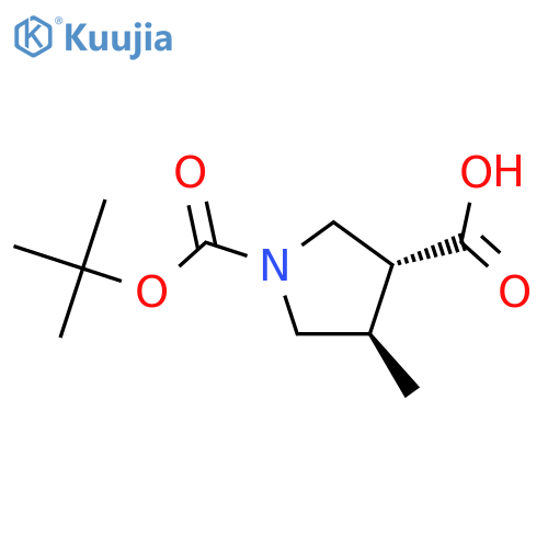 trans-1-[(tert-butoxy)carbonyl]-4-methylpyrrolidine-3-carboxylic acid structure