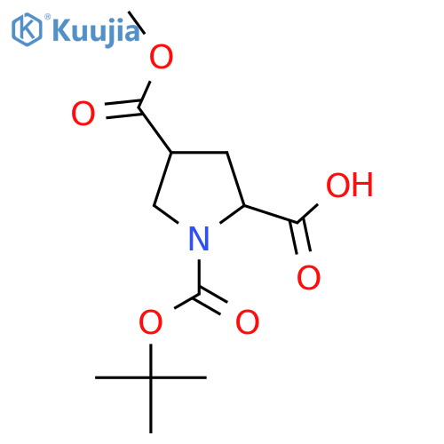 1-[(tert-butoxy)carbonyl]-4-(methoxycarbonyl)pyrrolidine-2-carboxylic acid structure