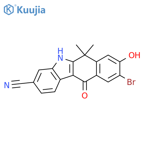 9-Bromo-6,11-dihydro-8-hydroxy-6,6-dimethyl-11-oxo-5H-benzobcarbazole-3-carbonitrile structure