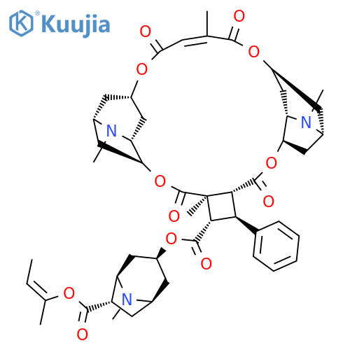 2,5:12,15-Dimethano-1H,12H-cyclobuta[18,19][1,6,11,16]tetraoxacycloeicosino[3,2-b:14,15-b']dipyrrole-19-carboxylicacid, 2,3,3a,4,5,7,10,13,13a,14,15,16,16a,18,18a,19,20,20a,21,22a-eicosahydro-3,9,14,18a-tetramethyl-7,10,18,21-tetraoxo-20-phenyl-,8-methyl-6-[(2-methyl-1-oxo-2-butenyl)oxy]-8-azabicyclo[3.2.1]oct-3-yl ester,stereoisomer (9CI) structure
