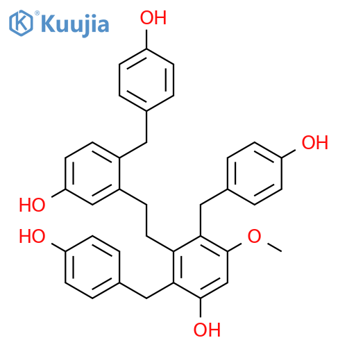 3,3'-dihydroxy-5-methoxy-2,6,6'-tri(p-hydroxybenzyl)bibenzyl structure