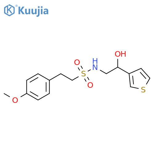 N-2-hydroxy-2-(thiophen-3-yl)ethyl-2-(4-methoxyphenyl)ethane-1-sulfonamide structure