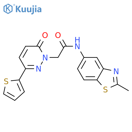 N-(2-methyl-1,3-benzothiazol-5-yl)-2-[6-oxo-3-(thiophen-2-yl)-1,6-dihydropyridazin-1-yl]acetamide structure