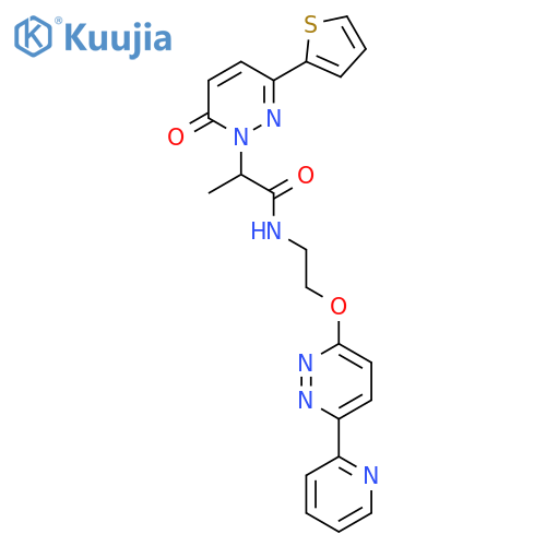2-6-oxo-3-(thiophen-2-yl)-1,6-dihydropyridazin-1-yl-N-(2-{6-(pyridin-2-yl)pyridazin-3-yloxy}ethyl)propanamide structure