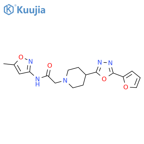 2-{4-[5-(furan-2-yl)-1,3,4-oxadiazol-2-yl]piperidin-1-yl}-N-(5-methyl-1,2-oxazol-3-yl)acetamide structure