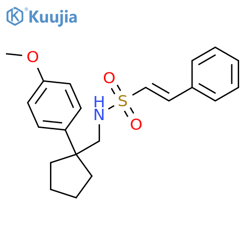 (E)-N-{1-(4-methoxyphenyl)cyclopentylmethyl}-2-phenylethene-1-sulfonamide structure