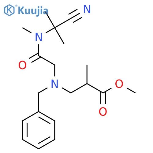 methyl 3-benzyl({(1-cyano-1-methylethyl)(methyl)carbamoylmethyl})amino-2-methylpropanoate structure