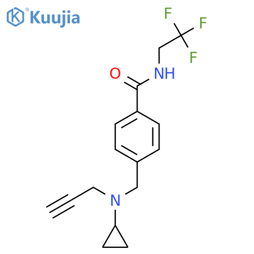 4-{[cyclopropyl(prop-2-yn-1-yl)amino]methyl}-N-(2,2,2-trifluoroethyl)benzamide structure