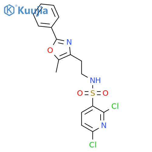 2,6-dichloro-N-[2-(5-methyl-2-phenyl-1,3-oxazol-4-yl)ethyl]pyridine-3-sulfonamide structure
