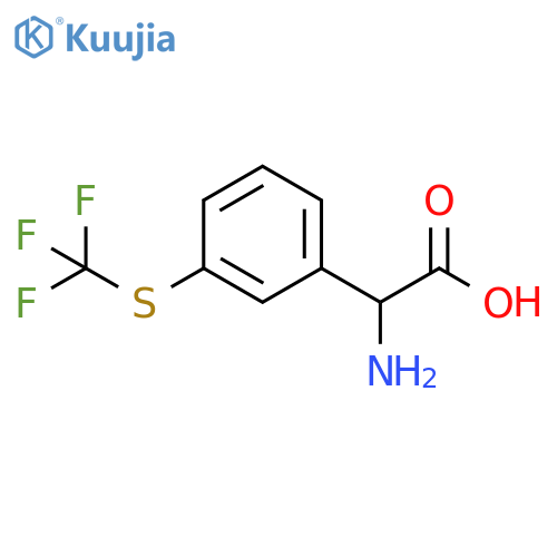 2-amino-2-{3-(trifluoromethyl)sulfanylphenyl}acetic acid structure