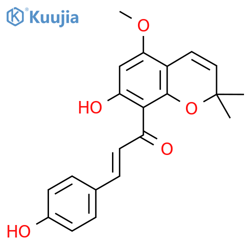 2-Propen-1-one,1-(7-hydroxy-5-methoxy-2,2-dimethyl-2H-1-benzopyran-8-yl)-3-(4-hydroxyphenyl)-,(2E)- structure
