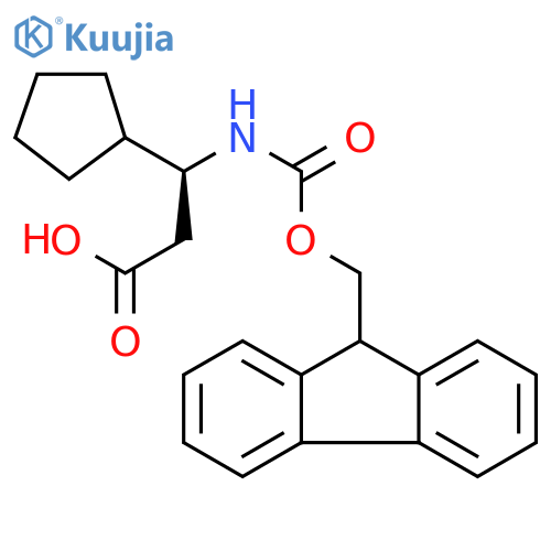 (3S)-3-cyclopentyl-3-({(9H-fluoren-9-yl)methoxycarbonyl}amino)propanoic acid structure