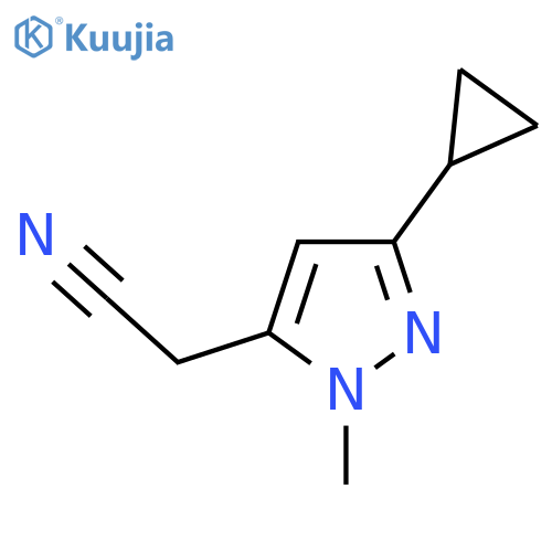 2-(3-Cyclopropyl-1-methyl-1H-pyrazol-5-yl)acetonitrile structure