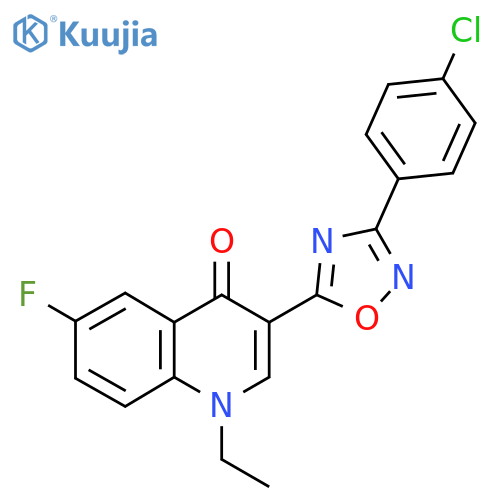 3-[3-(4-chlorophenyl)-1,2,4-oxadiazol-5-yl]-1-ethyl-6-fluoro-1,4-dihydroquinolin-4-one structure