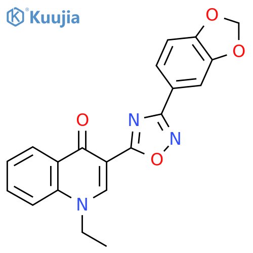 3-[3-(2H-1,3-benzodioxol-5-yl)-1,2,4-oxadiazol-5-yl]-1-ethyl-1,4-dihydroquinolin-4-one structure