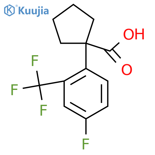 1-4-fluoro-2-(trifluoromethyl)phenylcyclopentane-1-carboxylic acid structure