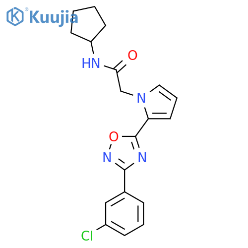2-{2-[3-(3-chlorophenyl)-1,2,4-oxadiazol-5-yl]-1H-pyrrol-1-yl}-N-cyclopentylacetamide structure