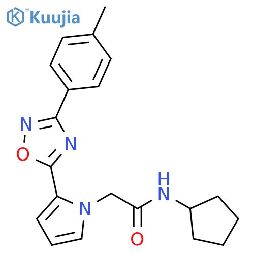 N-cyclopentyl-2-{2-[3-(4-methylphenyl)-1,2,4-oxadiazol-5-yl]-1H-pyrrol-1-yl}acetamide structure