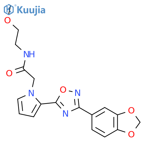2-{2-[3-(2H-1,3-benzodioxol-5-yl)-1,2,4-oxadiazol-5-yl]-1H-pyrrol-1-yl}-N-(2-methoxyethyl)acetamide structure