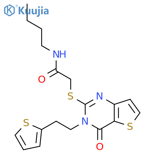 N-butyl-2-({4-oxo-3-[2-(thiophen-2-yl)ethyl]-3H,4H-thieno[3,2-d]pyrimidin-2-yl}sulfanyl)acetamide structure