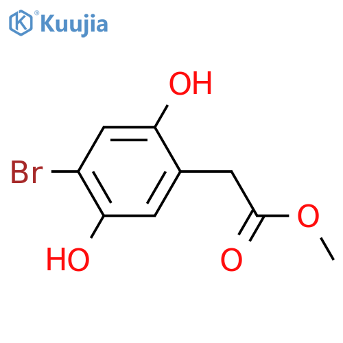 2,4-Dibromo-3,6-dihydroxyphenylacetic acid; 2-Debromo, Me ester structure