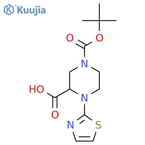 4-(Tert-Butoxycarbonyl)-1-(thiazol-2-yl)piperazine-2-carboxylic acid structure