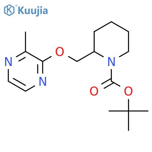 2-(3-Methyl-pyrazin-2-yloxymethyl)-piperidine-1-carboxylic acid tert-butyl ester structure