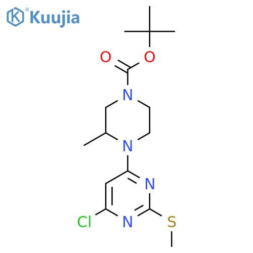 4-(6-Chloro-2-methylsulfanyl-pyrimidin-4-yl)-3-methyl-piperazine-1-carboxylic acid tert-butyl ester structure