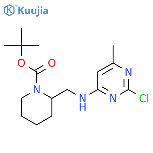 2-[(2-Chloro-6-methyl-pyrimidin-4-ylamino)-methyl]-piperidine-1-carboxylic acid tert-butyl ester structure